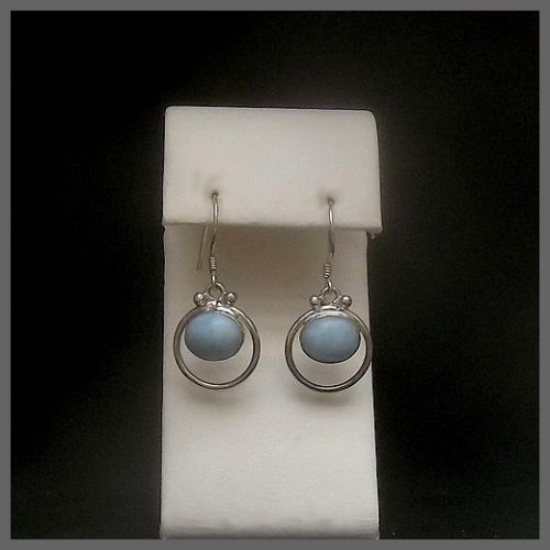 Oval 'Cabin in a Hoop' Larimar Earrings